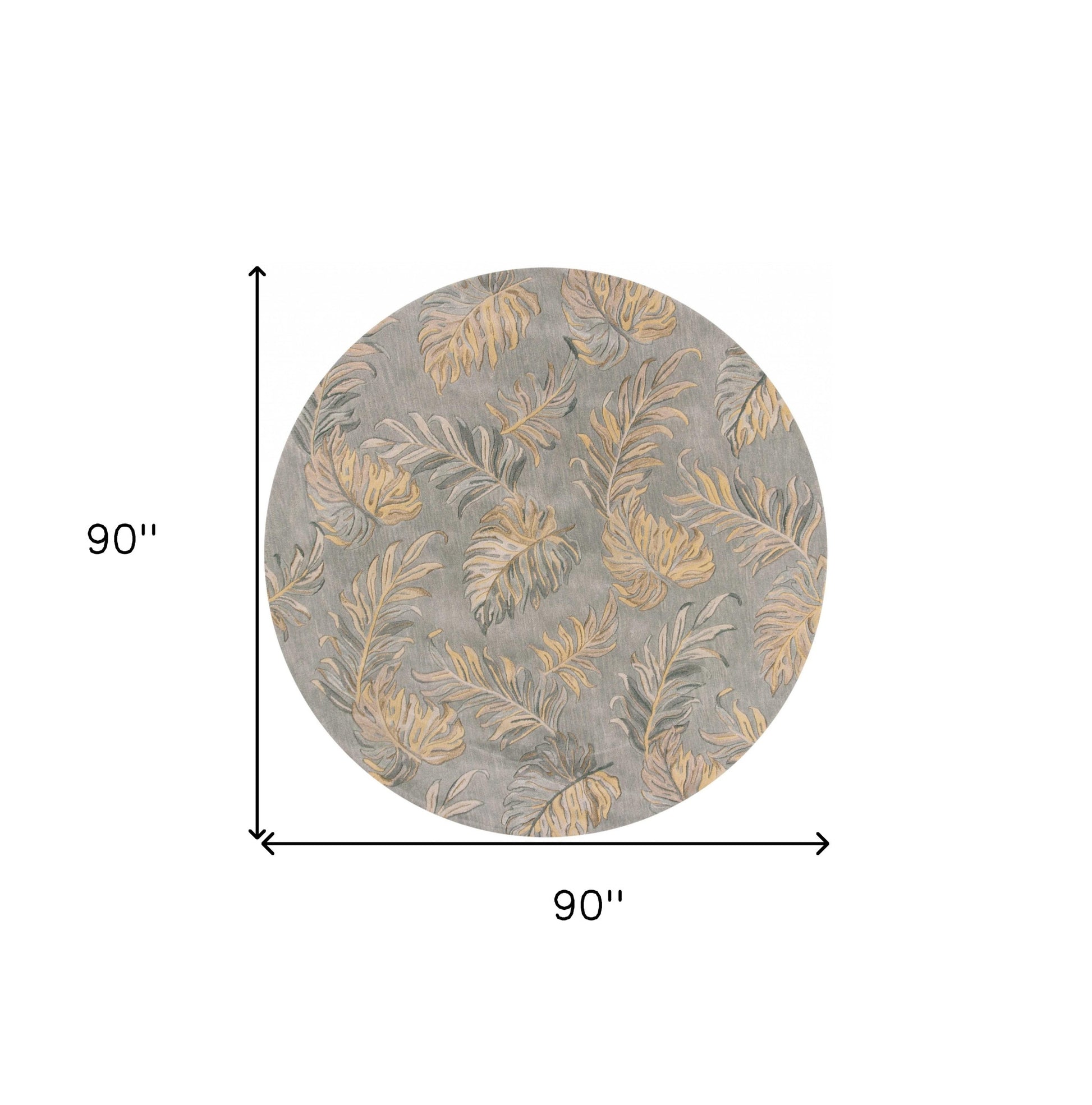 5' X 8' Gray And Taupe Wool Botanical Leaves Hand Tufted Area Rug-Area Rugs-DECOROLALA