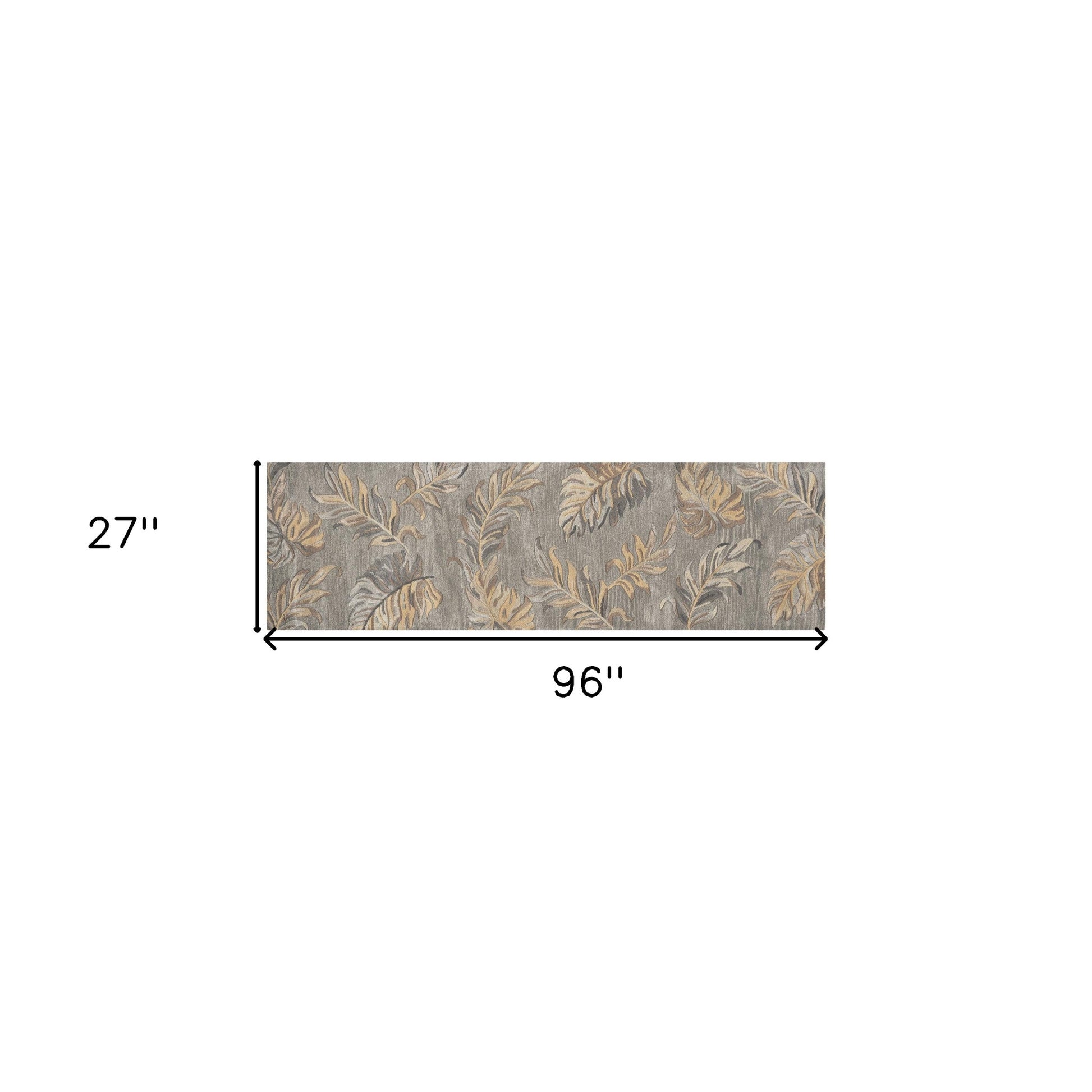 5' X 8' Gray And Taupe Wool Botanical Leaves Hand Tufted Area Rug-Area Rugs-DECOROLALA