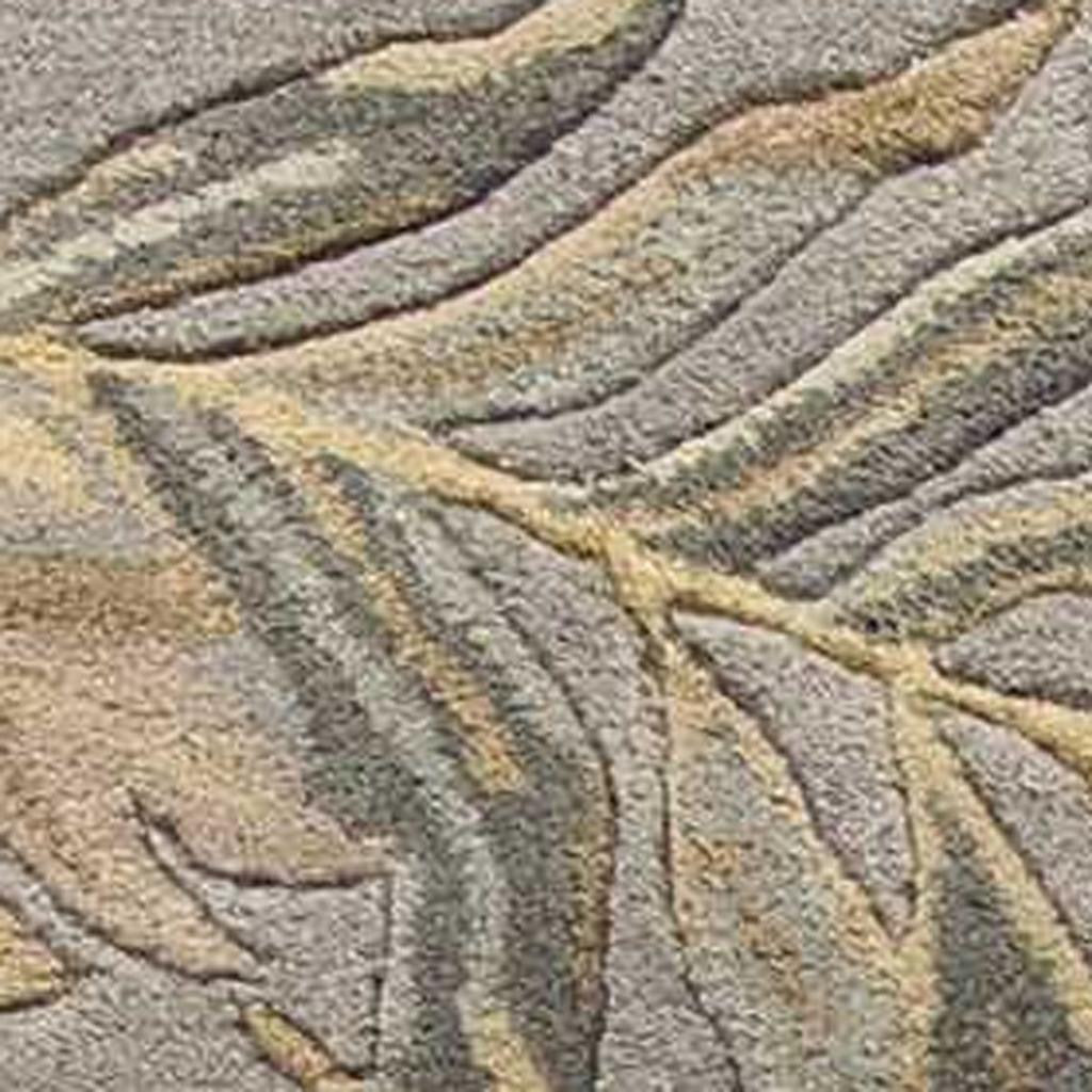 5' X 8' Gray And Taupe Wool Botanical Leaves Hand Tufted Area Rug-Area Rugs-DECOROLALA