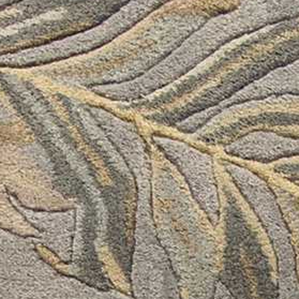 5' X 8' Gray And Taupe Wool Botanical Leaves Hand Tufted Area Rug-Area Rugs-DECOROLALA