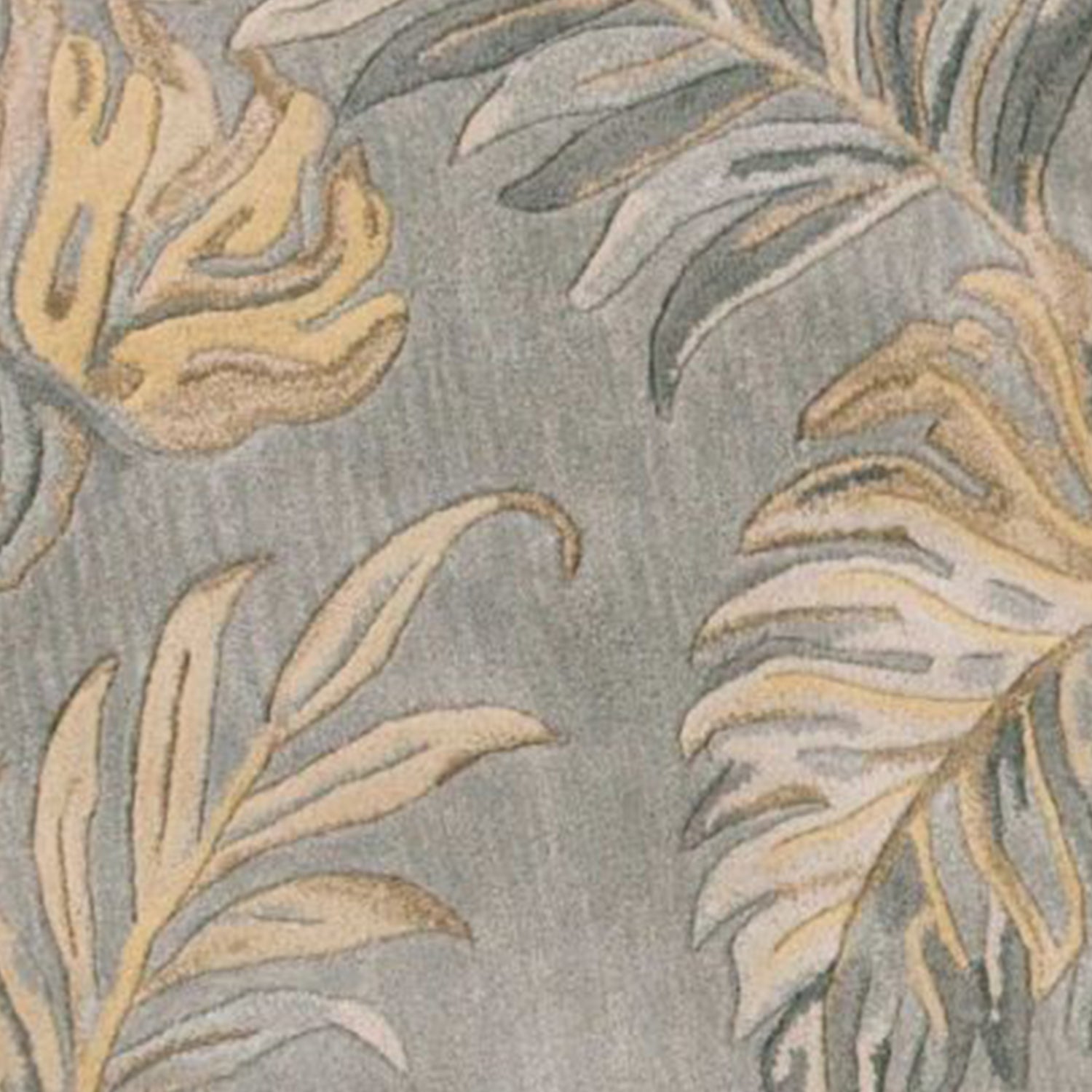 5' X 8' Gray And Taupe Wool Botanical Leaves Hand Tufted Area Rug-Area Rugs-DECOROLALA