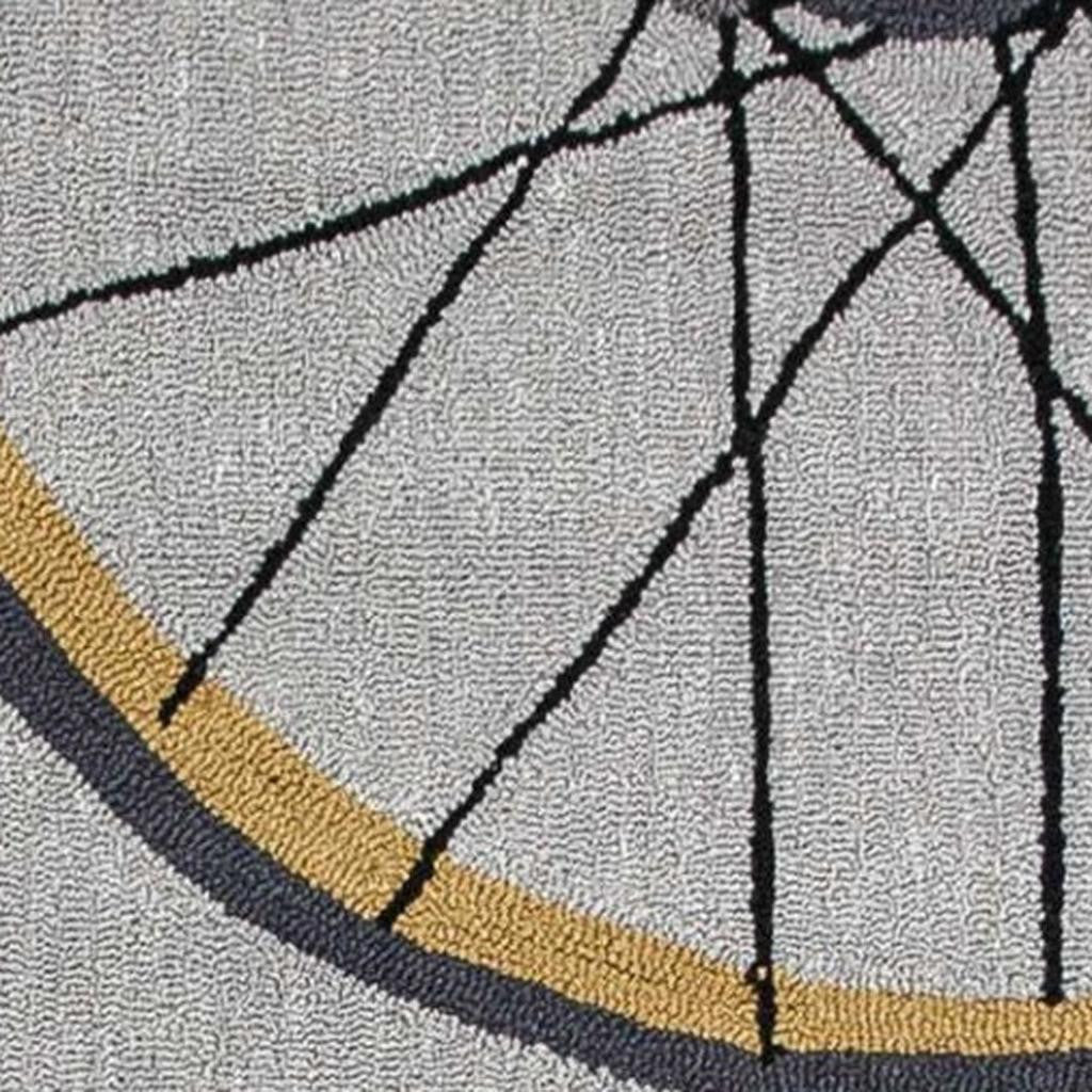 5' X 8' Gray Black And Yellow Abstract Geometric Hand Hooked Area Rug-Area Rugs-DECOROLALA