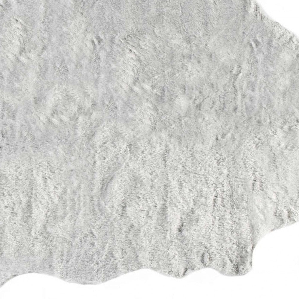 5' X 8' Gray Faux Fur Washable Area Rug-Area Rugs-DECOROLALA