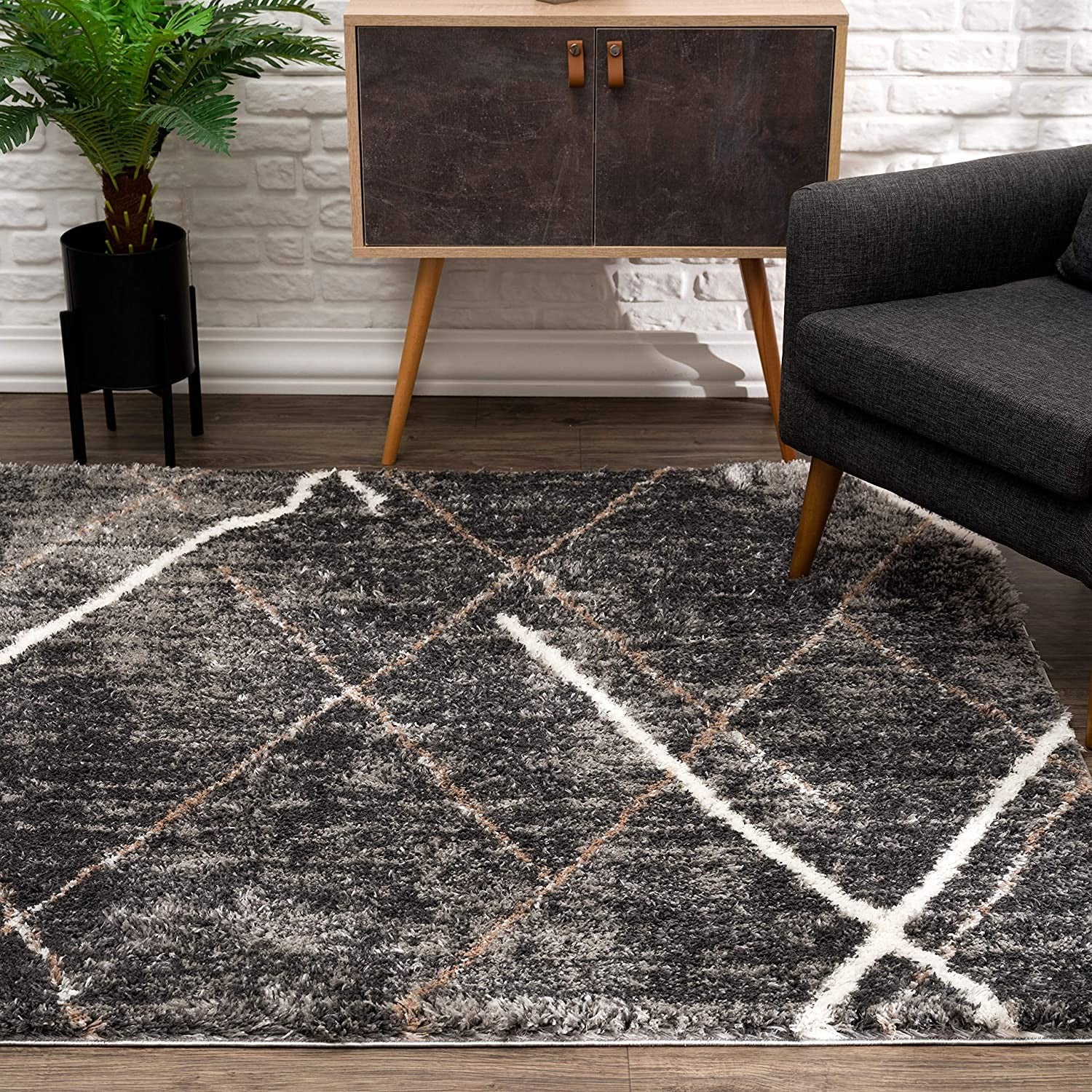 5' X 8' Gray Modern Distressed Lines Area Rug-Area Rugs-DECOROLALA