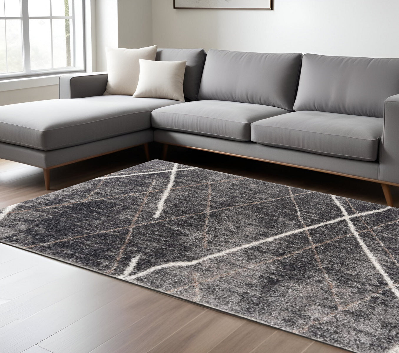 5' X 8' Gray Modern Distressed Lines Area Rug-Area Rugs-DECOROLALA