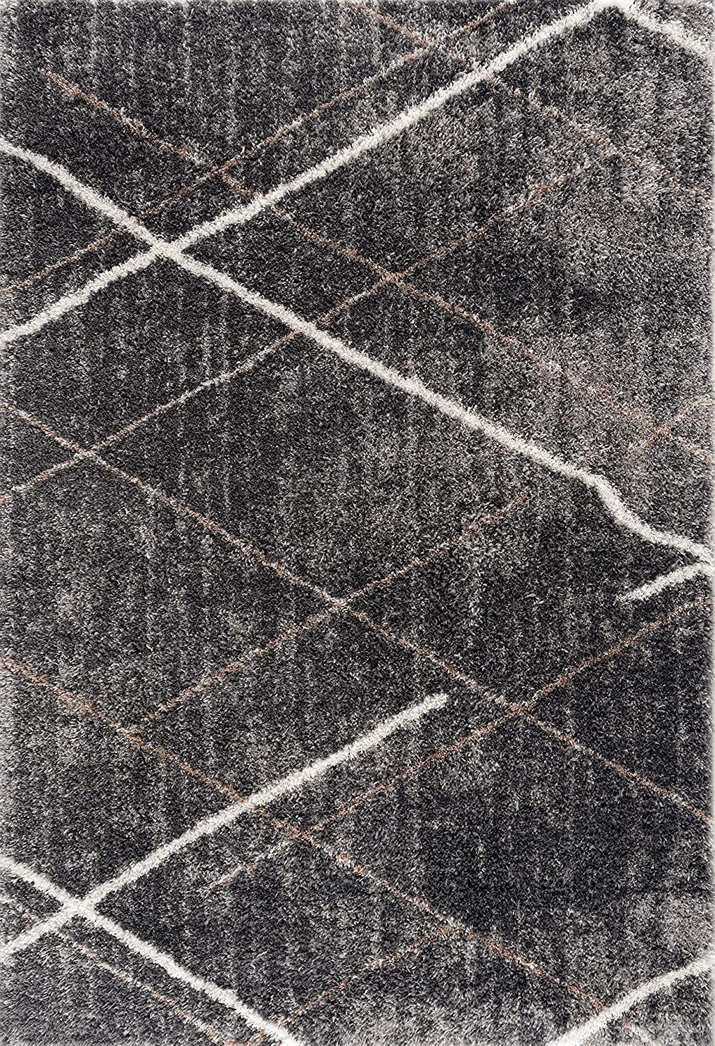 5' X 8' Gray Modern Distressed Lines Area Rug-Area Rugs-DECOROLALA
