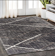 5' X 8' Gray Modern Distressed Lines Area Rug-Area Rugs-DECOROLALA