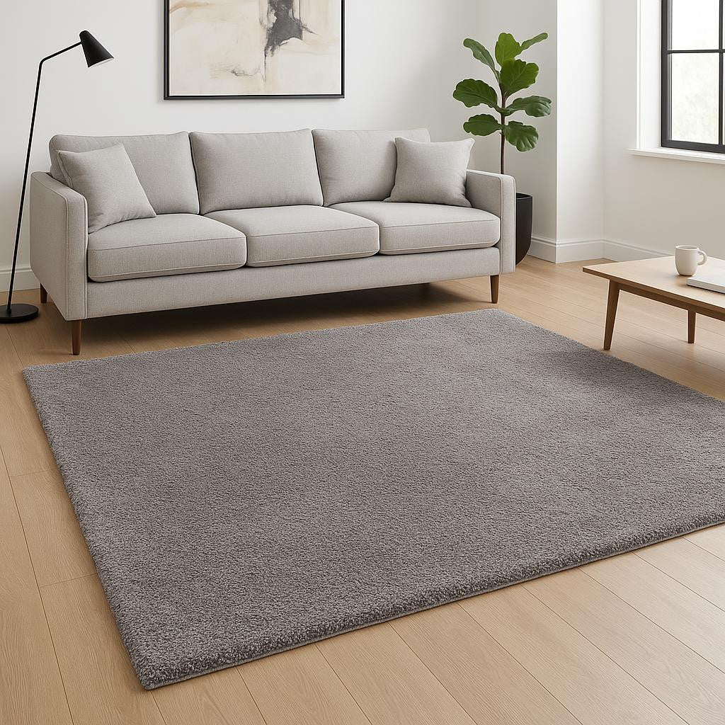 5' X 8' Gray Modern Solid Shag Area Rug-Area Rugs-DECOROLALA