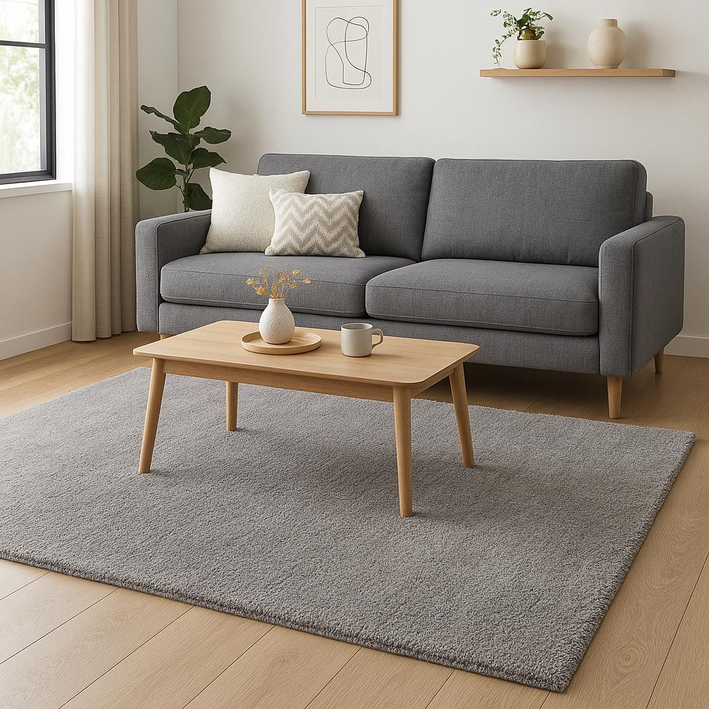 5' X 8' Gray Modern Solid Shag Area Rug-Area Rugs-DECOROLALA