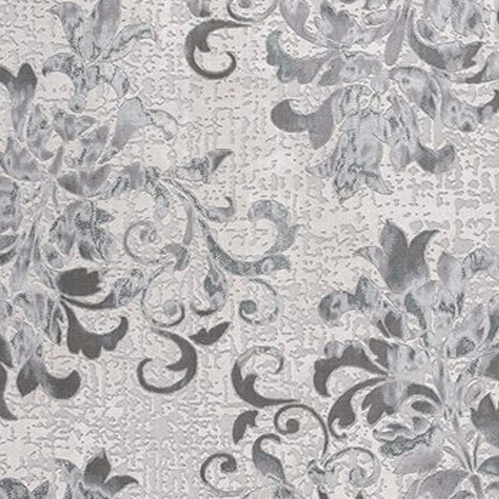 5' X 8' Gray and Ivory Damask Power Loom Area Rug-Area Rugs-DECOROLALA
