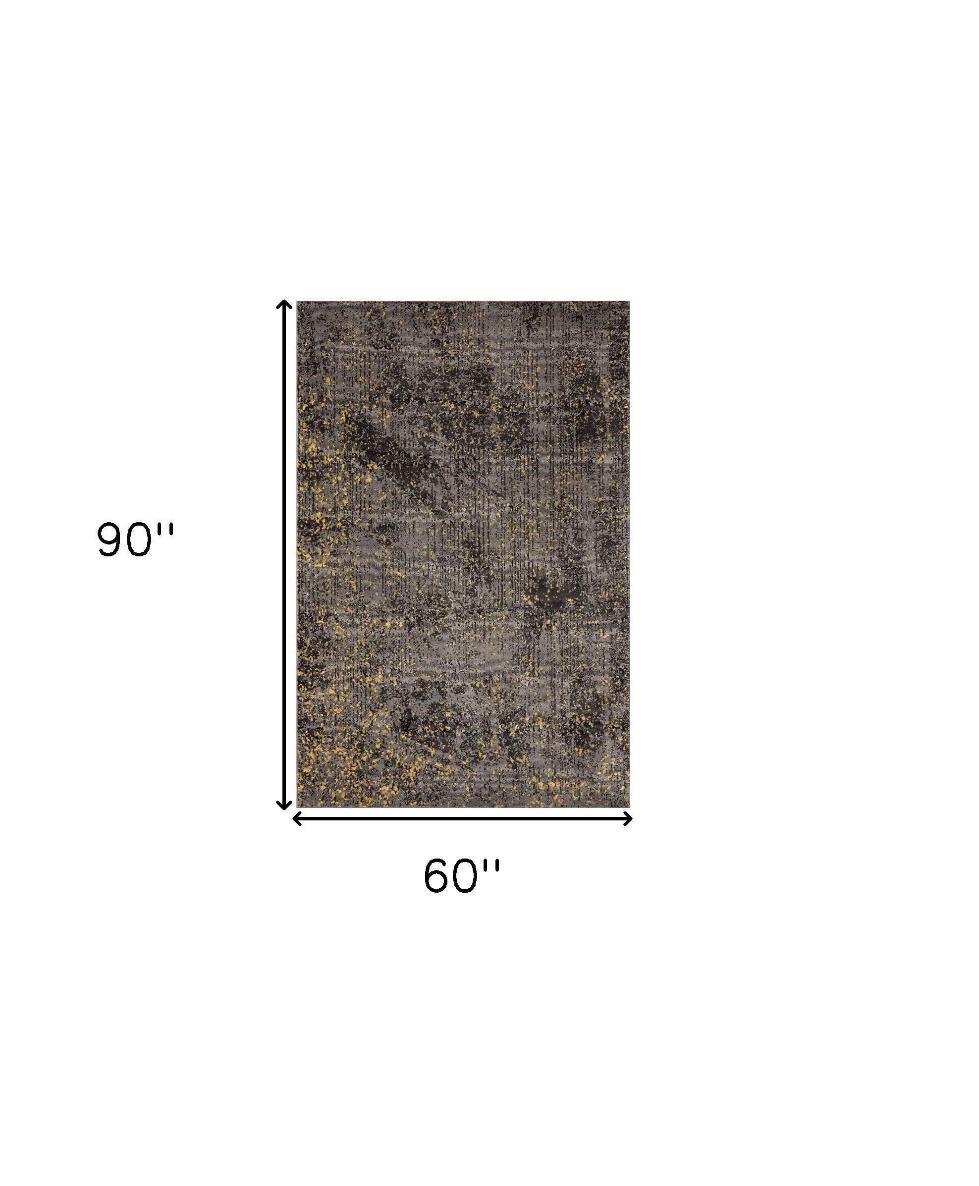 5' X 8' Gray and Yellow Abstract Sprinkle Area Rug-Area Rugs-DECOROLALA