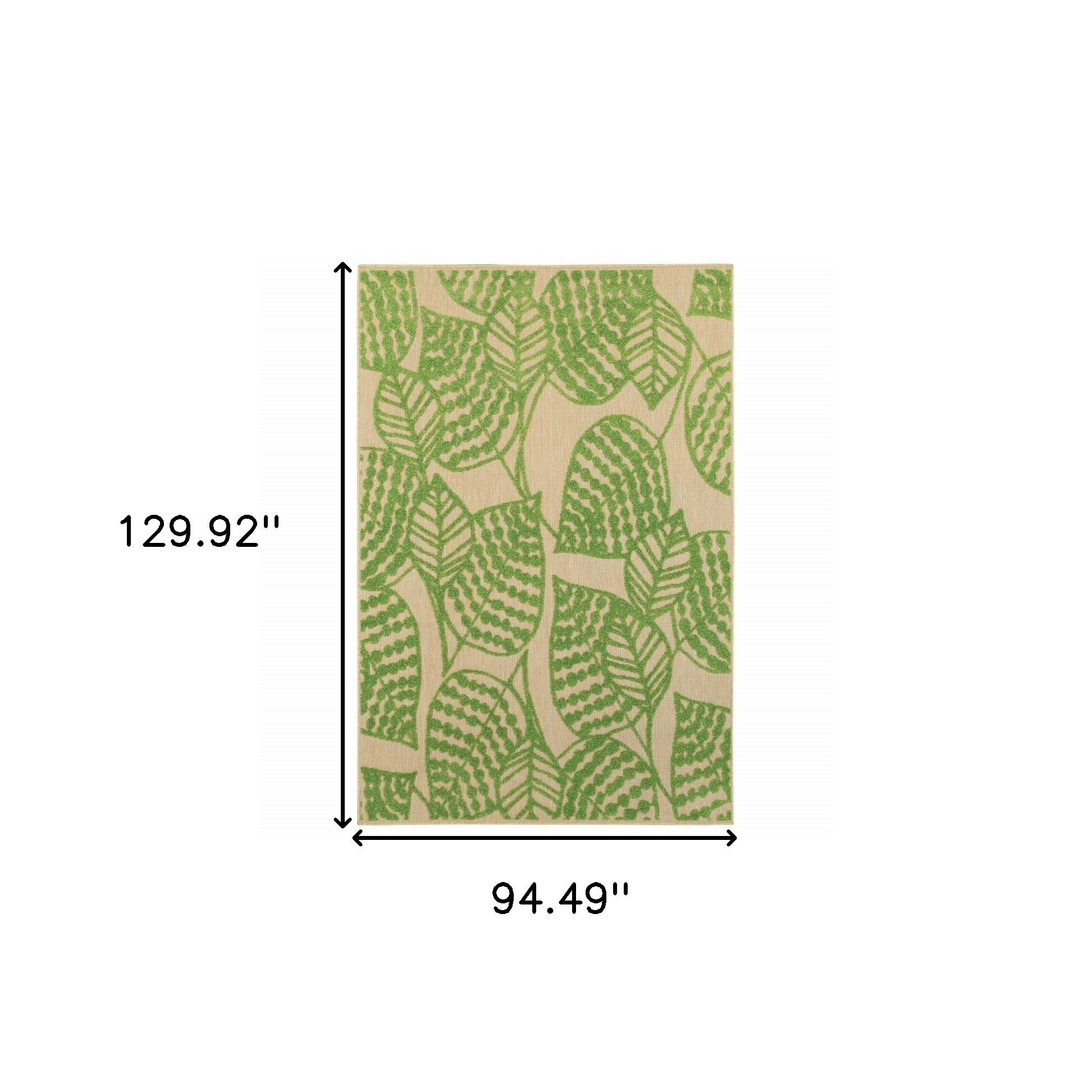 5' X 8' Green Floral Indoor Outdoor Area Rug-Outdoor Rugs-DECOROLALA