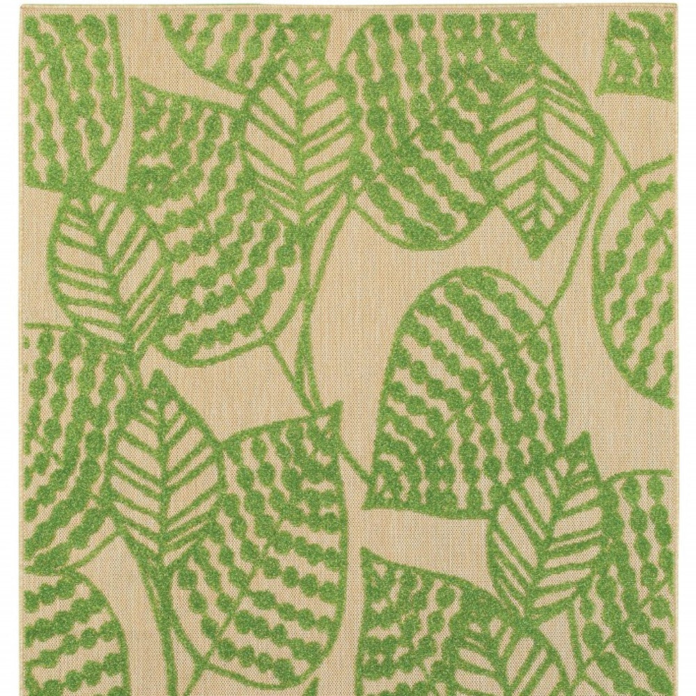 5' X 8' Green Floral Indoor Outdoor Area Rug-Outdoor Rugs-DECOROLALA