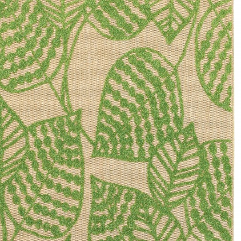 5' X 8' Green Floral Indoor Outdoor Area Rug-Outdoor Rugs-DECOROLALA