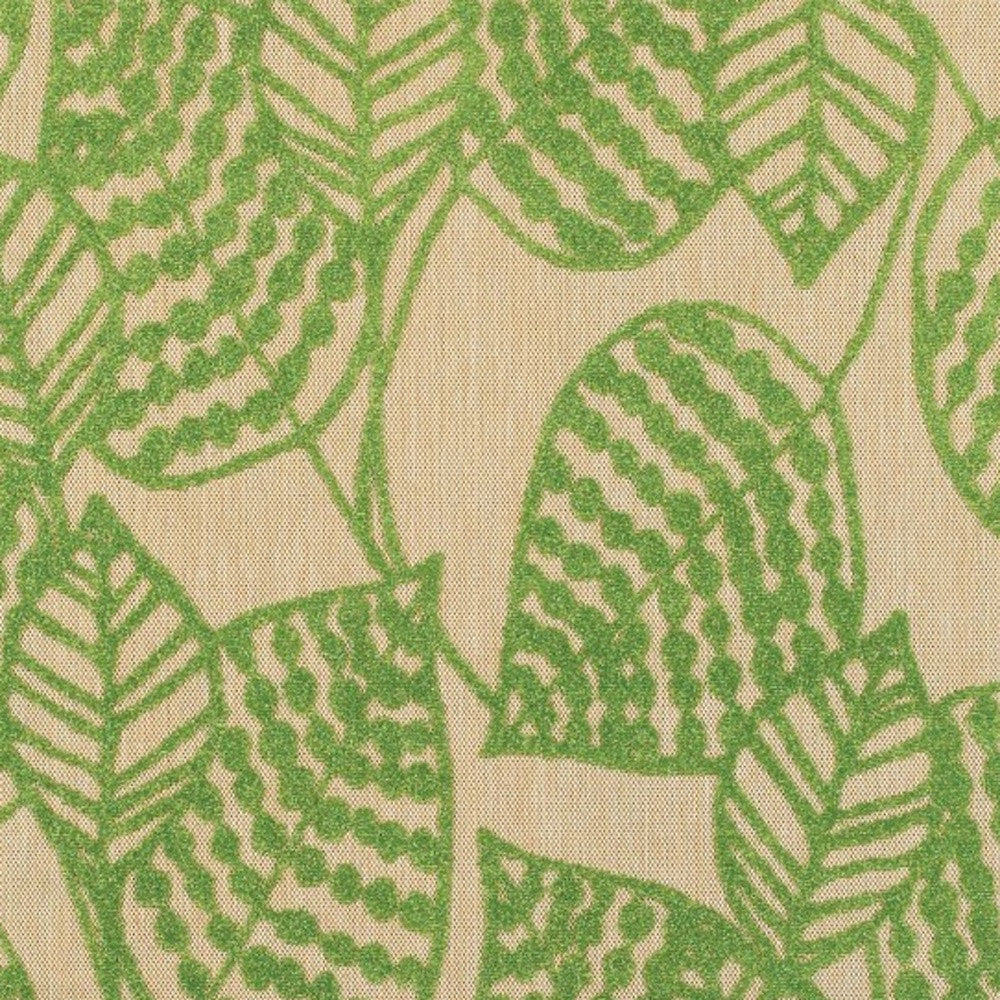 5' X 8' Green Floral Indoor Outdoor Area Rug-Outdoor Rugs-DECOROLALA