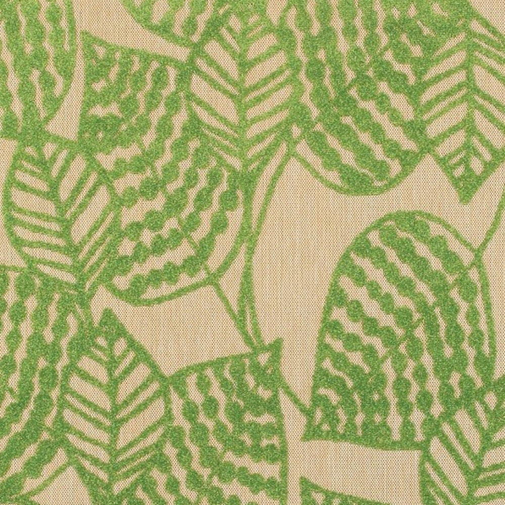 5' X 8' Green Floral Indoor Outdoor Area Rug-Outdoor Rugs-DECOROLALA