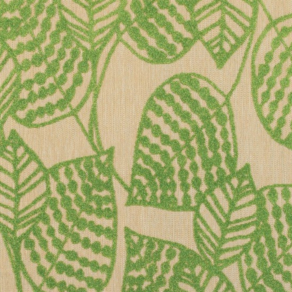 5' X 8' Green Floral Indoor Outdoor Area Rug-Outdoor Rugs-DECOROLALA