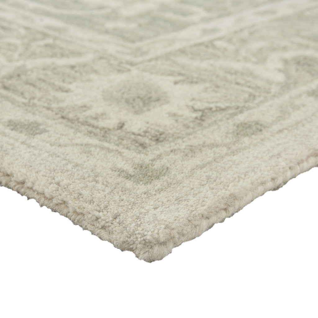 5' X 8' Green and Cream Medallion Area Rug-Area Rugs-DECOROLALA