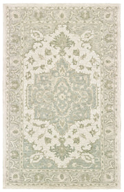 5' X 8' Green and Cream Medallion Area Rug-Area Rugs-DECOROLALA