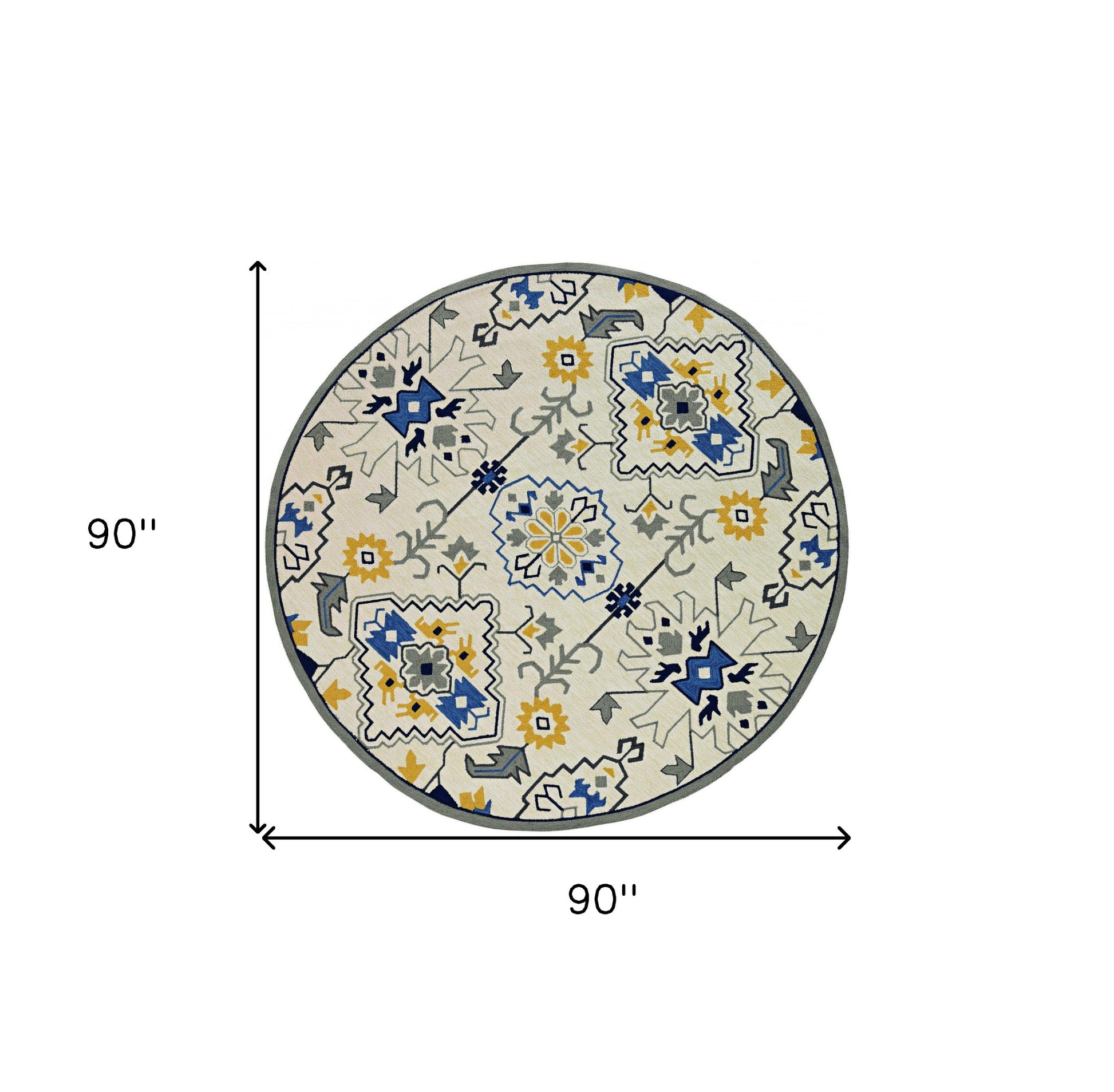 5' X 8' Ivory Abstract Indoor Outdoor Area Rug-Outdoor Rugs-DECOROLALA