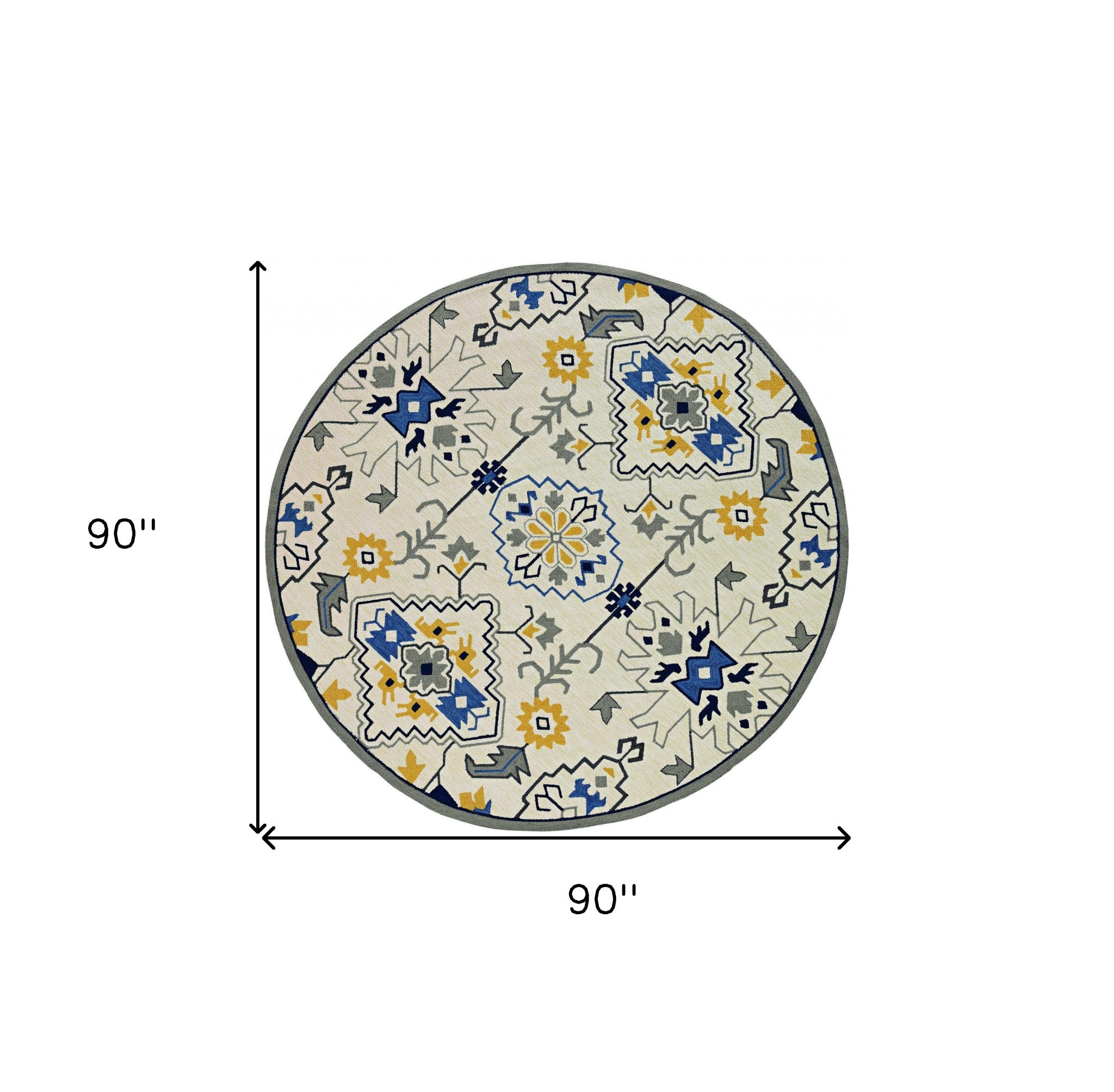 5' X 8' Ivory Abstract Indoor Outdoor Area Rug-Outdoor Rugs-DECOROLALA