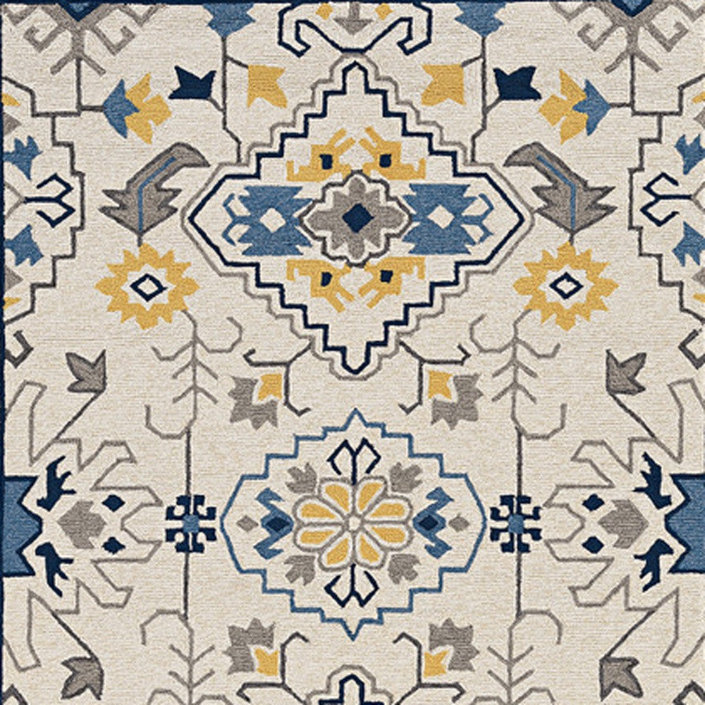 5' X 8' Ivory Abstract Indoor Outdoor Area Rug-Outdoor Rugs-DECOROLALA