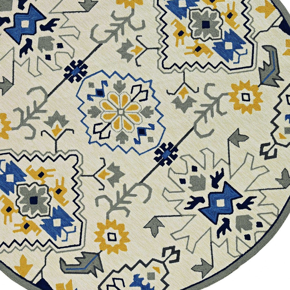 5' X 8' Ivory Abstract Indoor Outdoor Area Rug-Outdoor Rugs-DECOROLALA