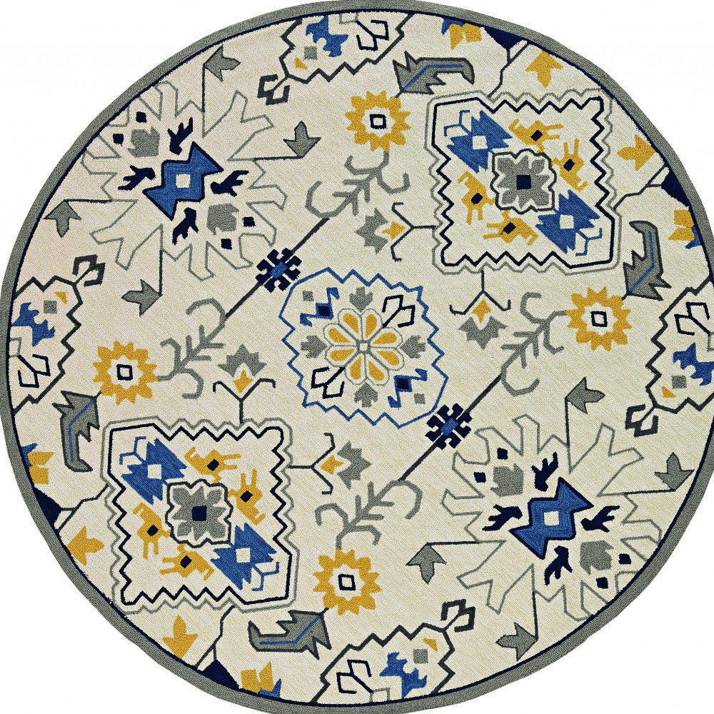 5' X 8' Ivory Abstract Indoor Outdoor Area Rug-Outdoor Rugs-DECOROLALA