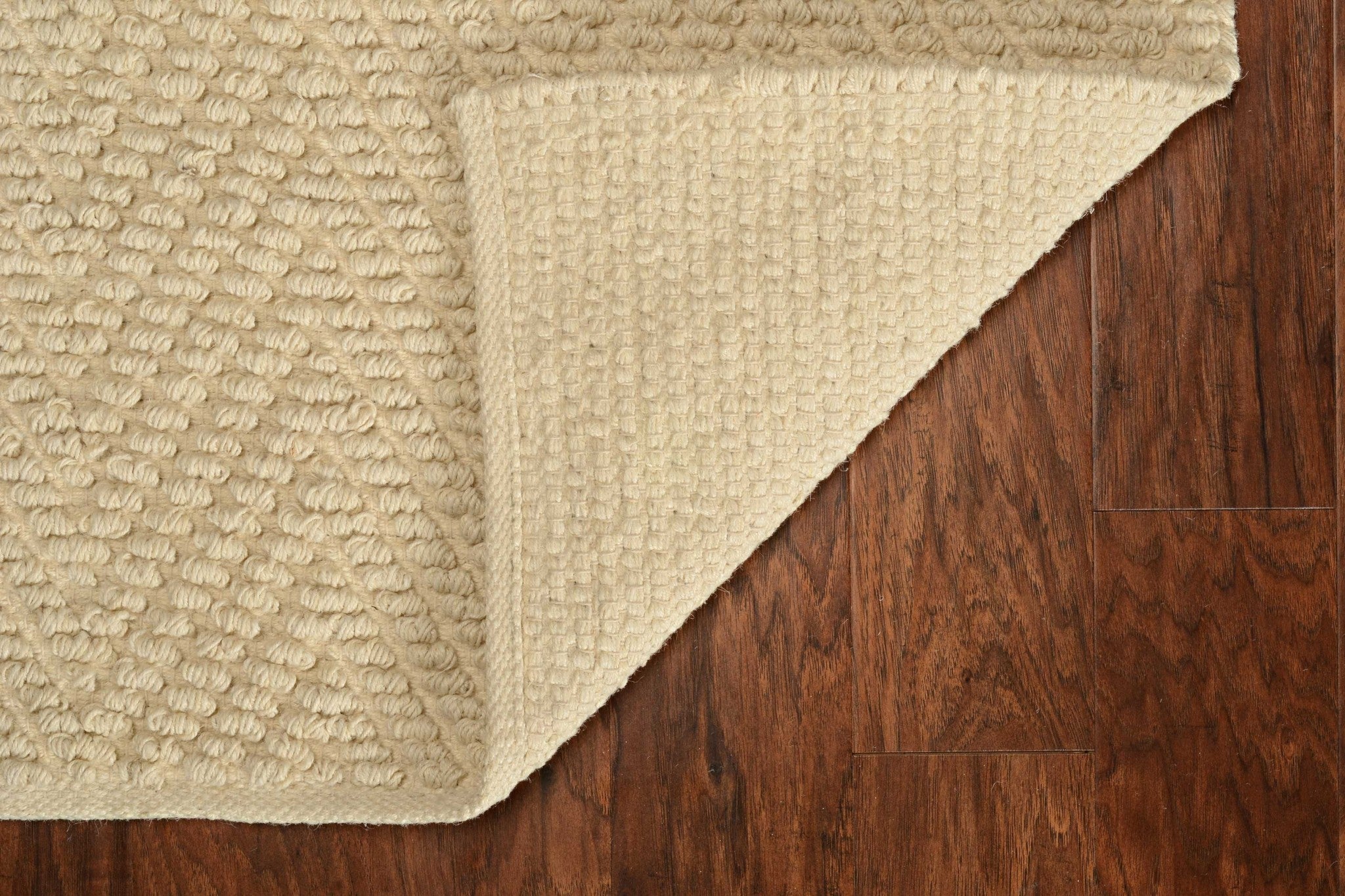 5' X 8' Ivory And Beige Jute Chevron Hand Woven Area Rug-Area Rugs-DECOROLALA