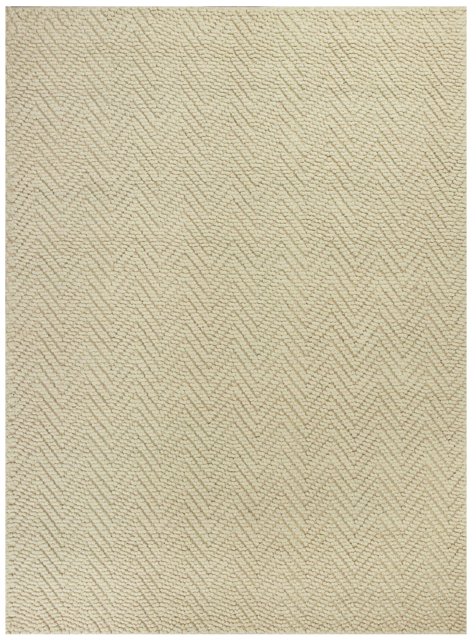 5' X 8' Ivory And Beige Jute Chevron Hand Woven Area Rug-Area Rugs-DECOROLALA