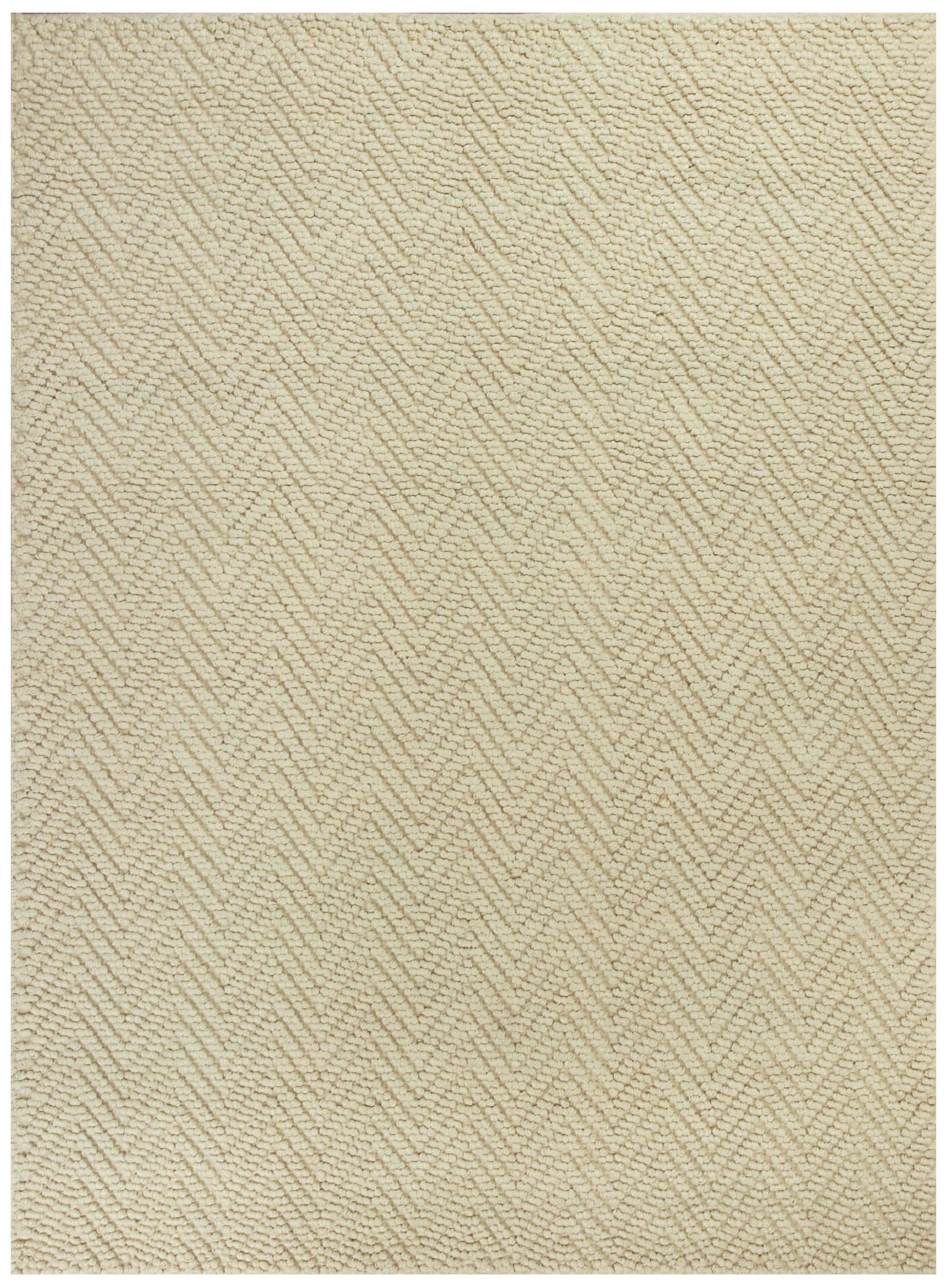 5' X 8' Ivory And Beige Jute Chevron Hand Woven Area Rug-Area Rugs-DECOROLALA