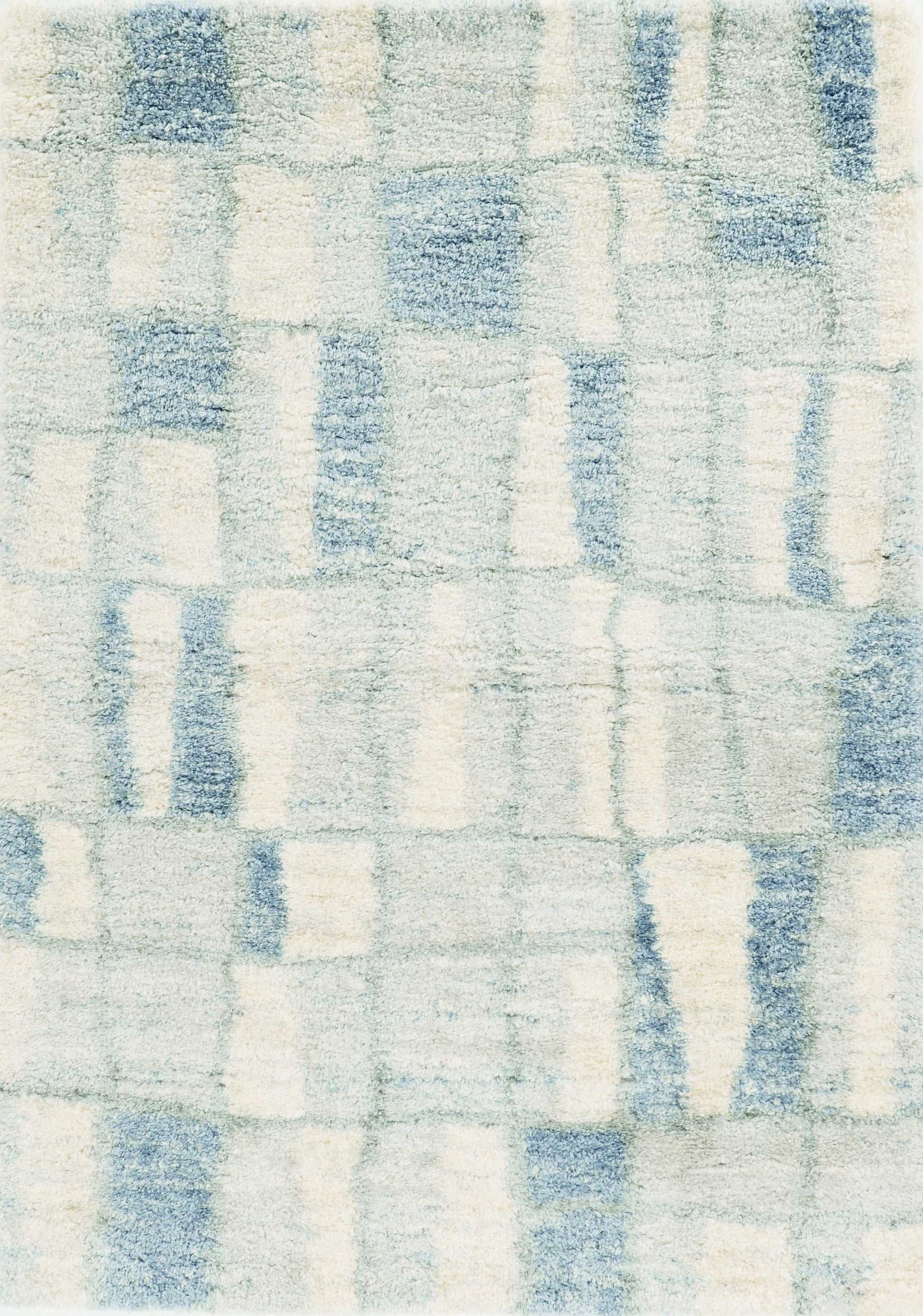 5' X 8' Ivory And Blue Abstract Area Rug-Area Rugs-DECOROLALA