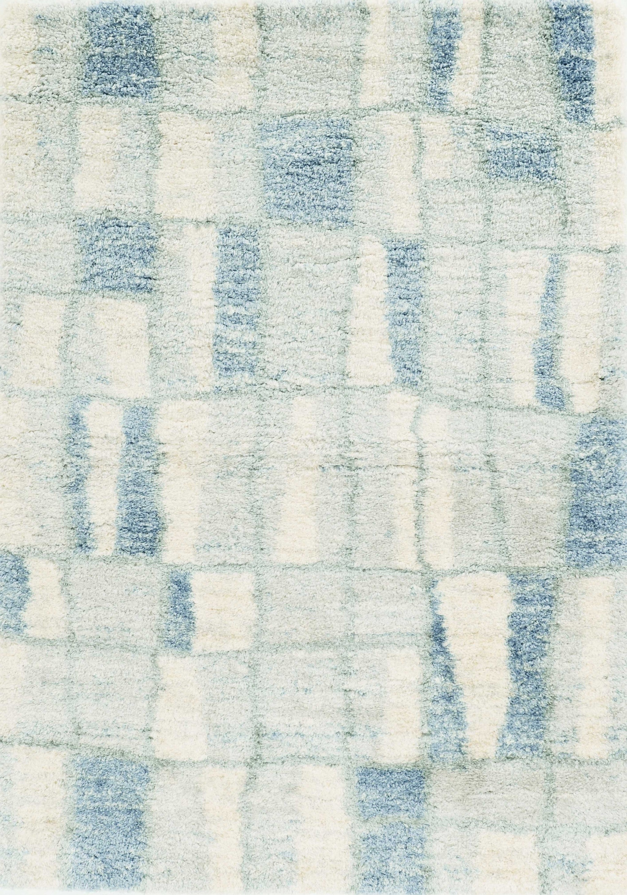5' X 8' Ivory And Blue Abstract Area Rug-Area Rugs-DECOROLALA