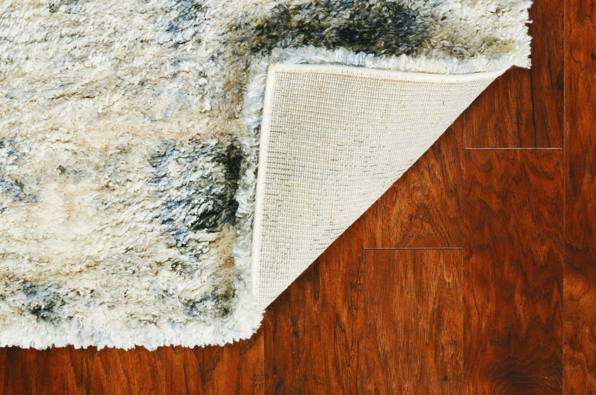 5' X 8' Ivory And Blue Abstract Area Rug-Area Rugs-DECOROLALA