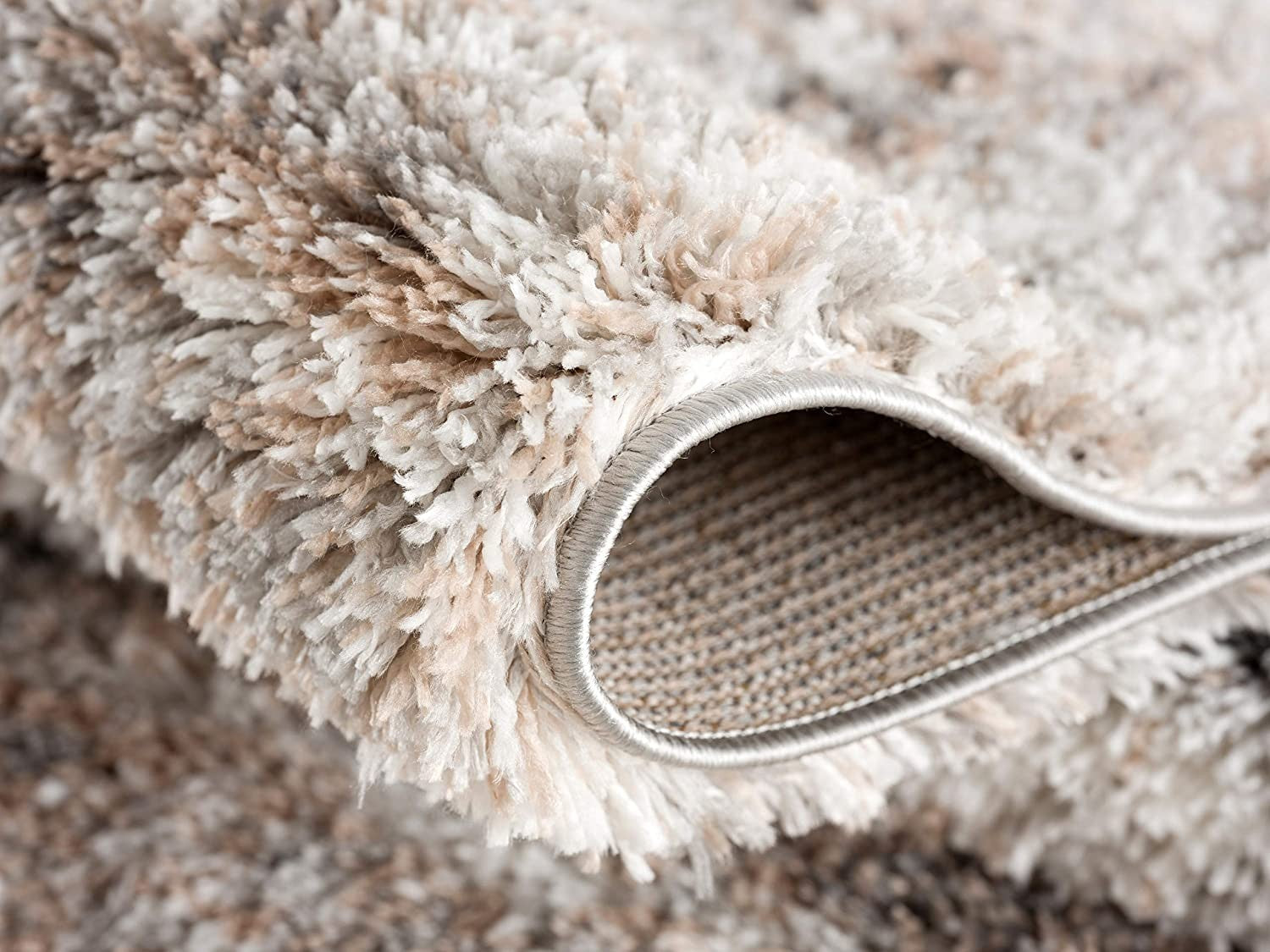 5' X 8' Ivory And Brown Retro Mod Area Rug-Area Rugs-DECOROLALA