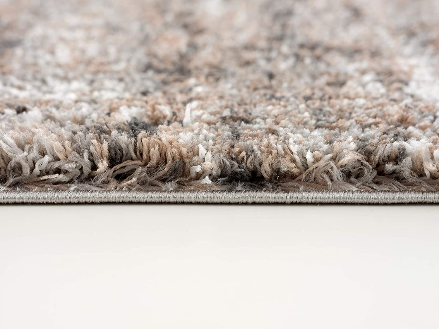 5' X 8' Ivory And Brown Retro Mod Area Rug-Area Rugs-DECOROLALA