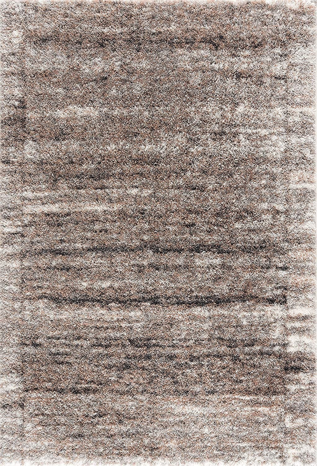 5' X 8' Ivory And Brown Retro Mod Area Rug-Area Rugs-DECOROLALA