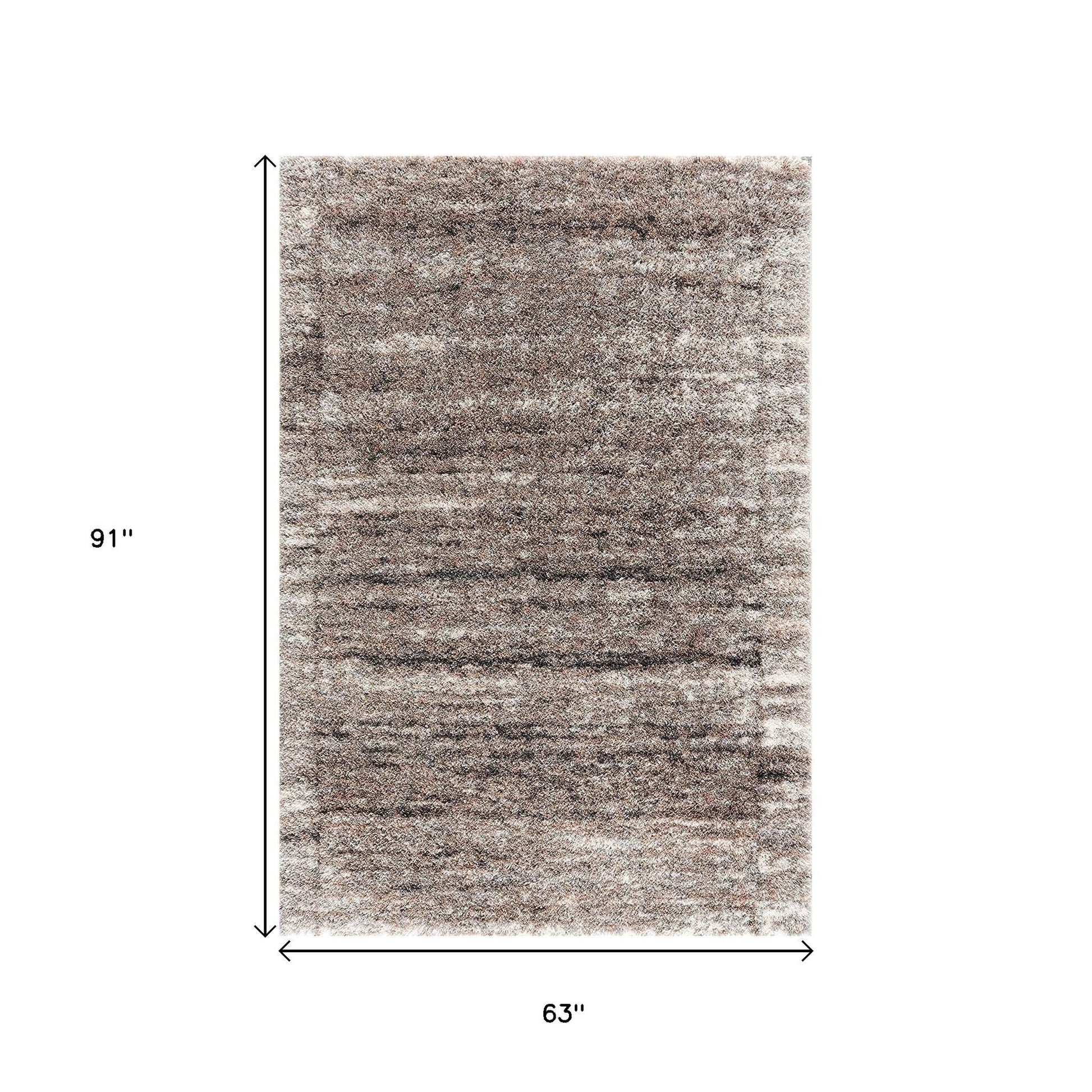 5' X 8' Ivory And Brown Retro Mod Area Rug-Area Rugs-DECOROLALA