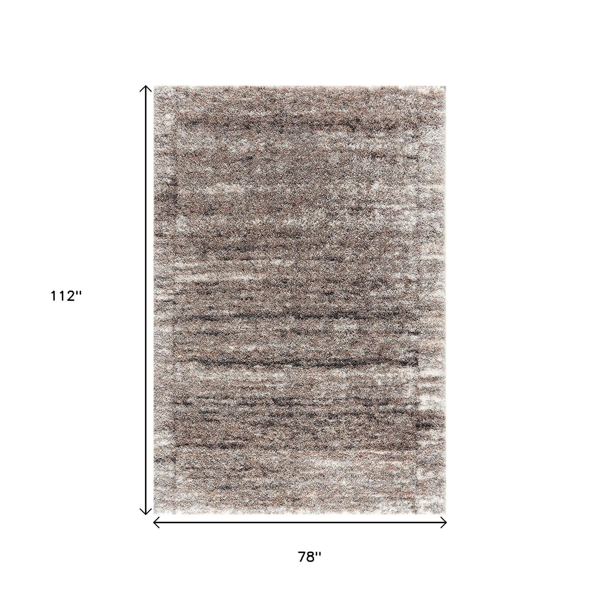 5' X 8' Ivory And Brown Retro Mod Area Rug-Area Rugs-DECOROLALA