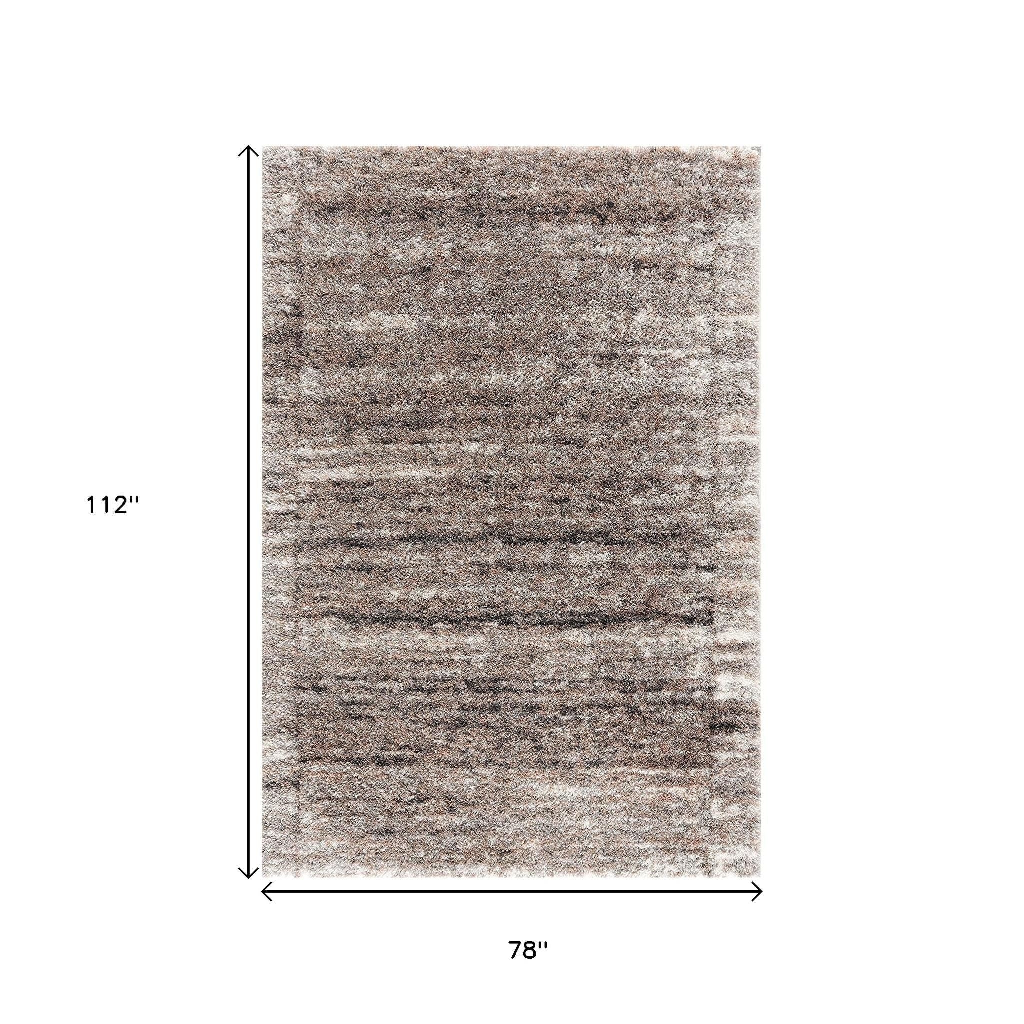 5' X 8' Ivory And Brown Retro Mod Area Rug-Area Rugs-DECOROLALA