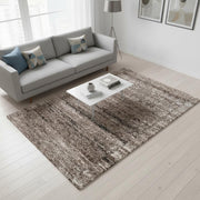 5' X 8' Ivory And Brown Retro Mod Area Rug-Area Rugs-DECOROLALA