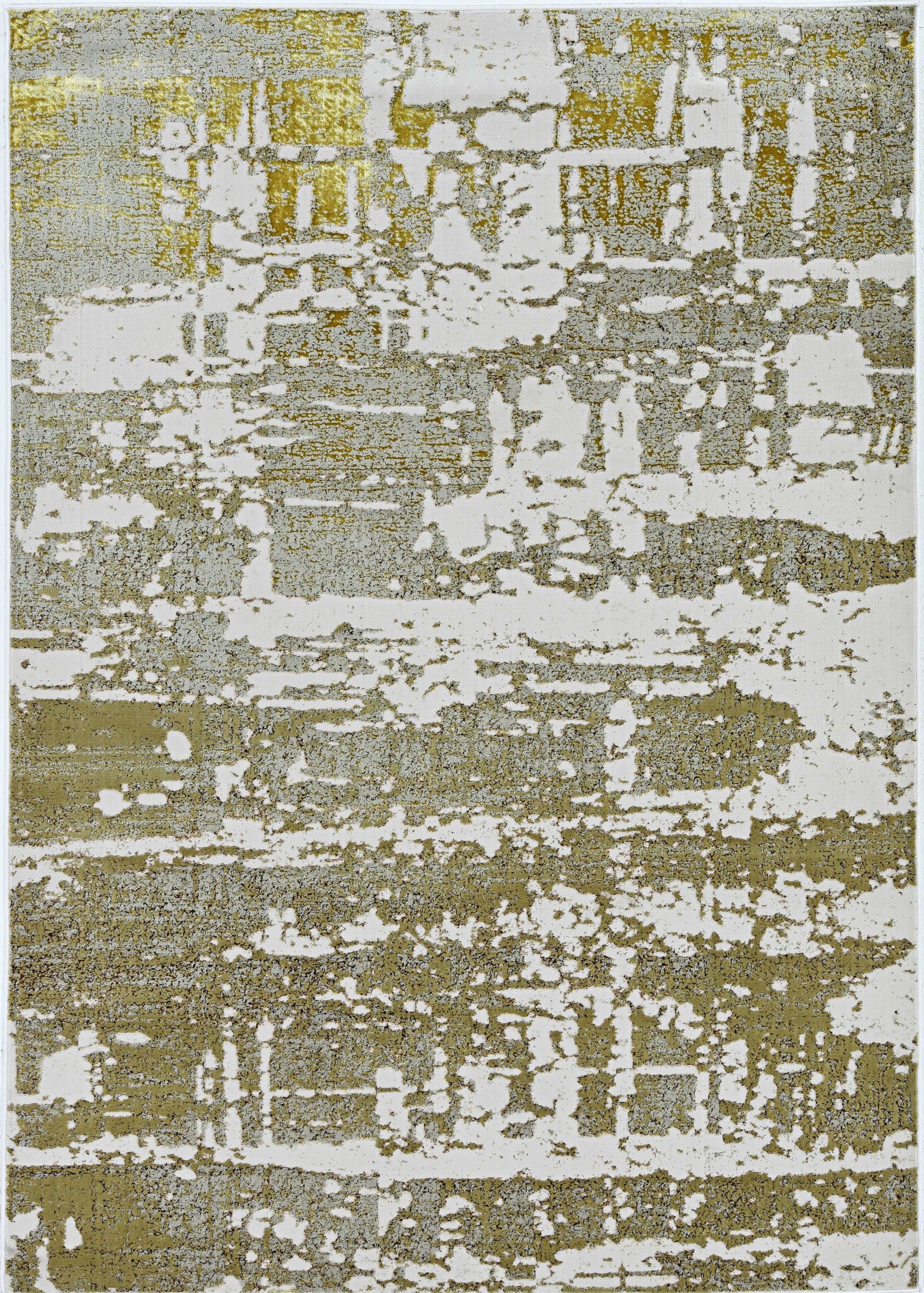 5' X 8' Ivory And Gold Abstract Area Rug-Area Rugs-DECOROLALA
