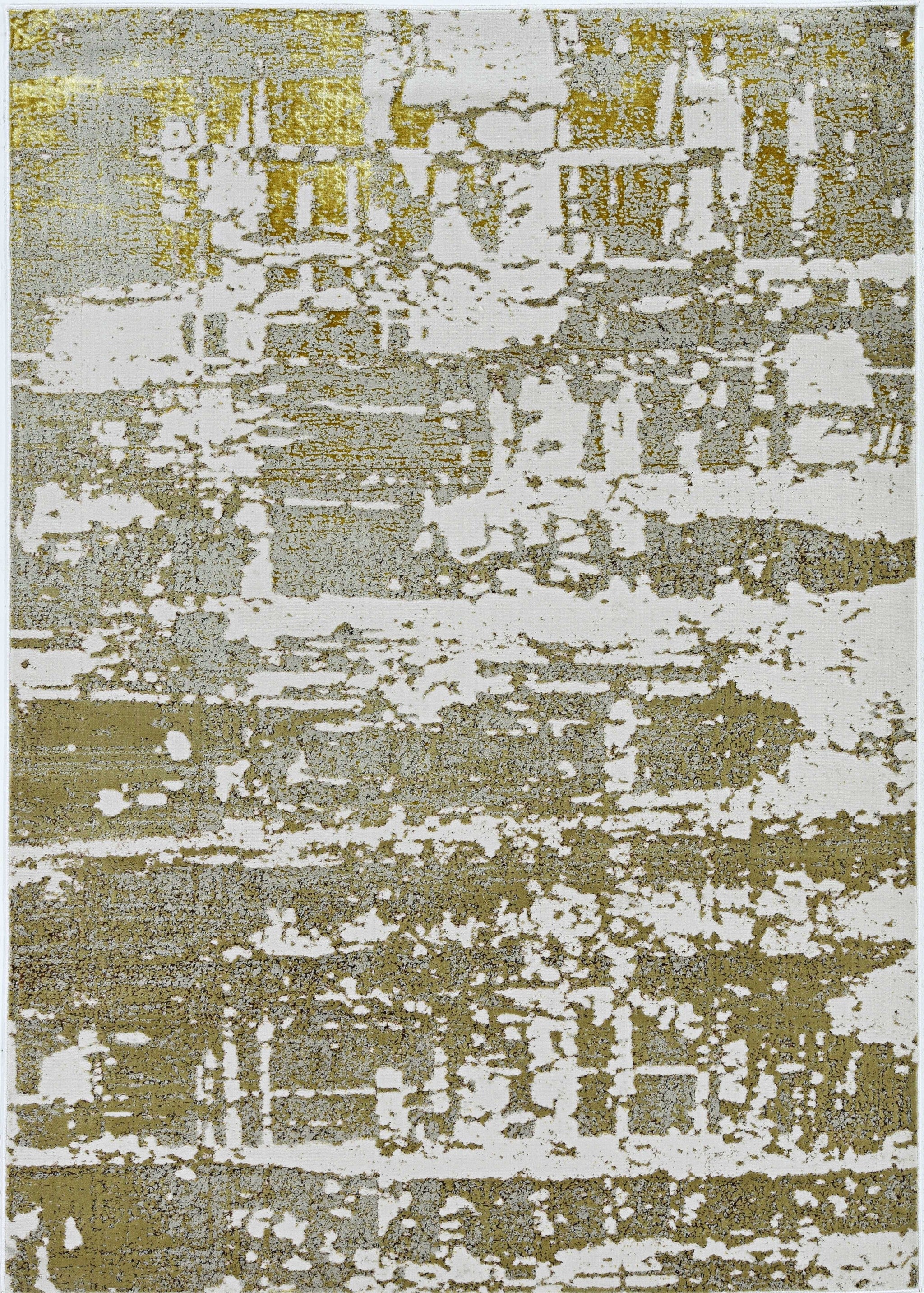 5' X 8' Ivory And Gold Abstract Area Rug-Area Rugs-DECOROLALA