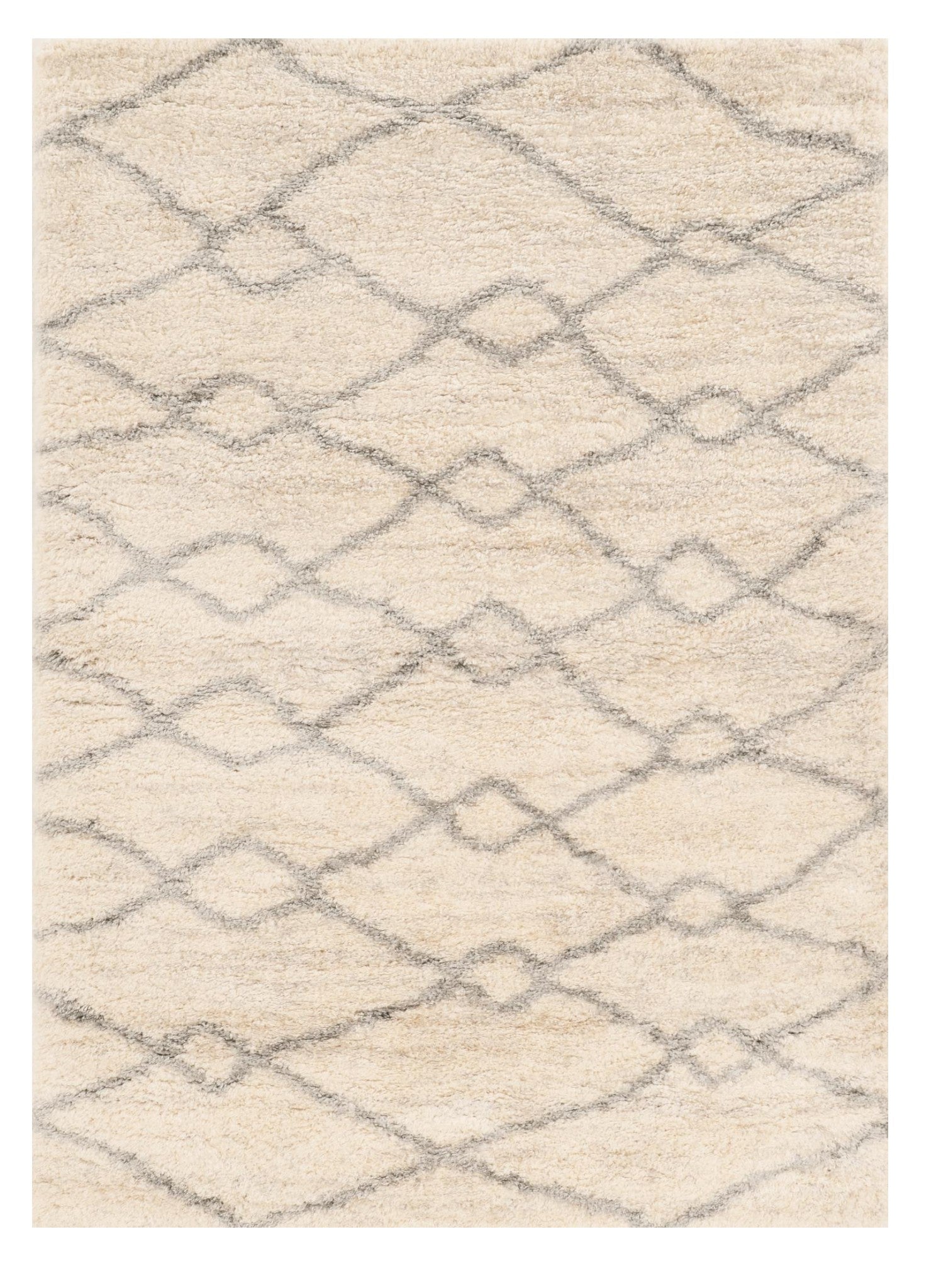 5' X 8' Ivory And Gray Chain Area Rug-Area Rugs-DECOROLALA