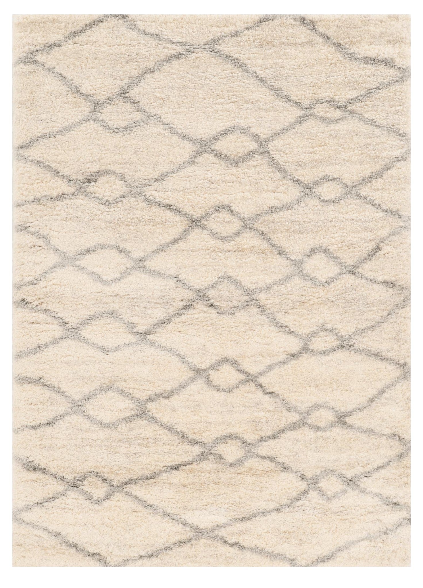 5' X 8' Ivory And Gray Chain Area Rug-Area Rugs-DECOROLALA
