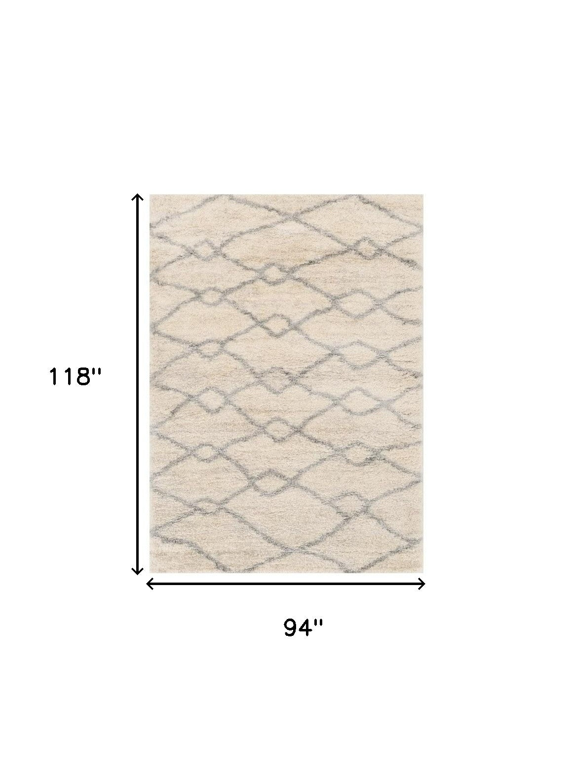 5' X 8' Ivory And Gray Chain Area Rug-Area Rugs-DECOROLALA