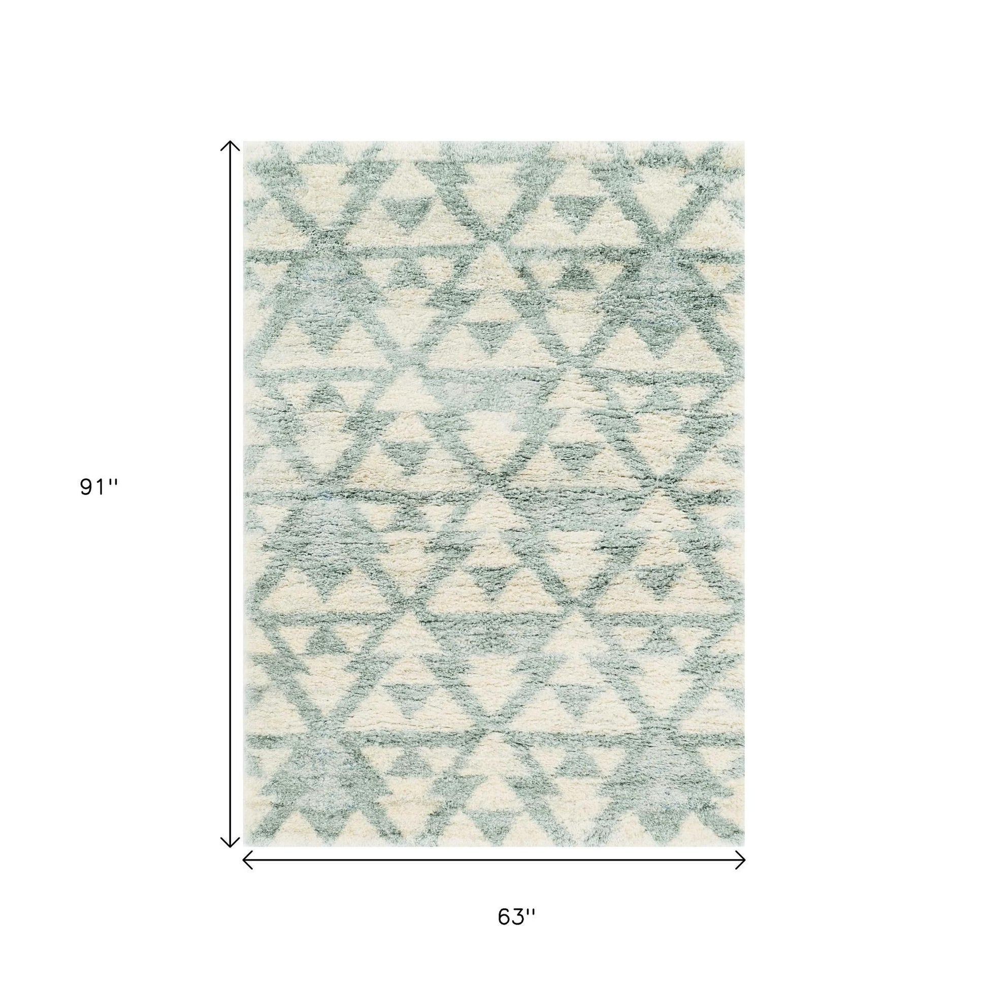 5' X 8' Ivory And Gray Geometric Area Rug-Area Rugs-DECOROLALA