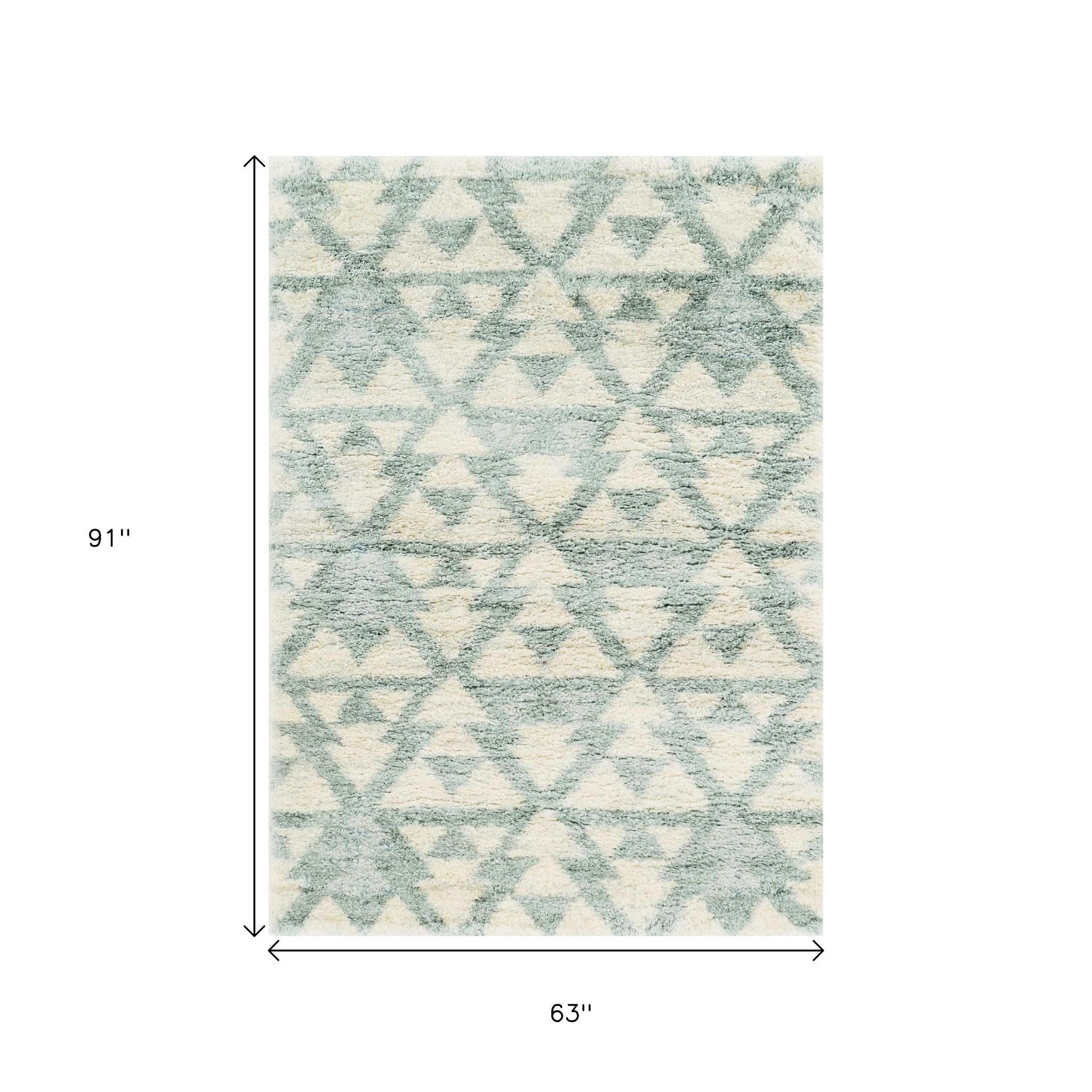 5' X 8' Ivory And Gray Geometric Area Rug-Area Rugs-DECOROLALA