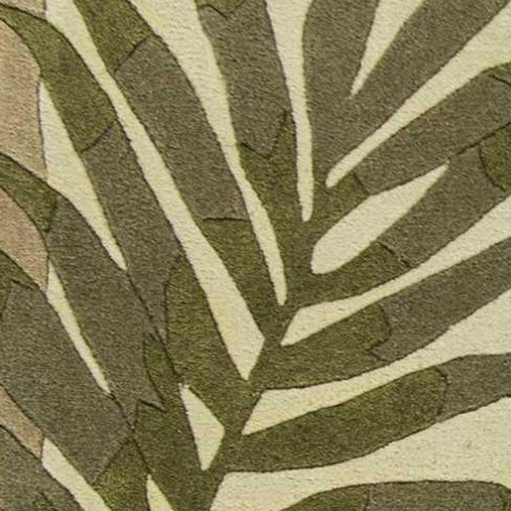 5' X 8' Ivory And Green Wool Botanical Leaves Hand Tufted Area Rug-Area Rugs-DECOROLALA