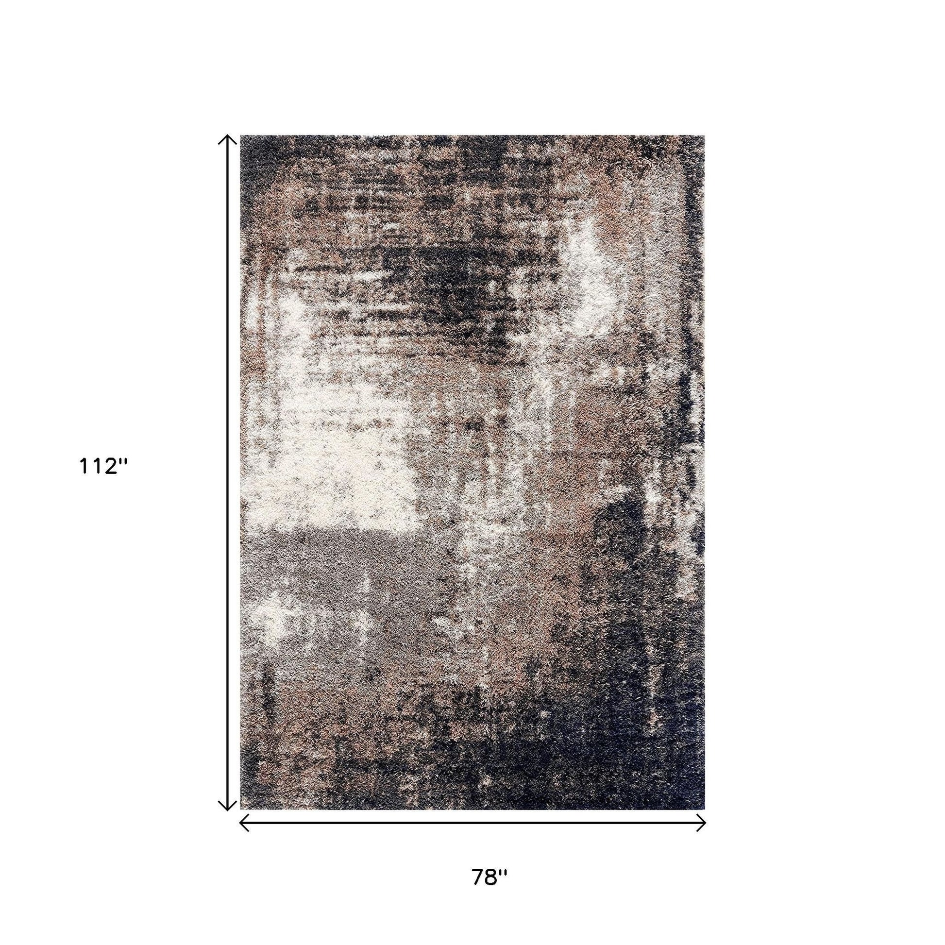 5' X 8' Ivory And Navy Retro Modern Area Rug-Area Rugs-DECOROLALA